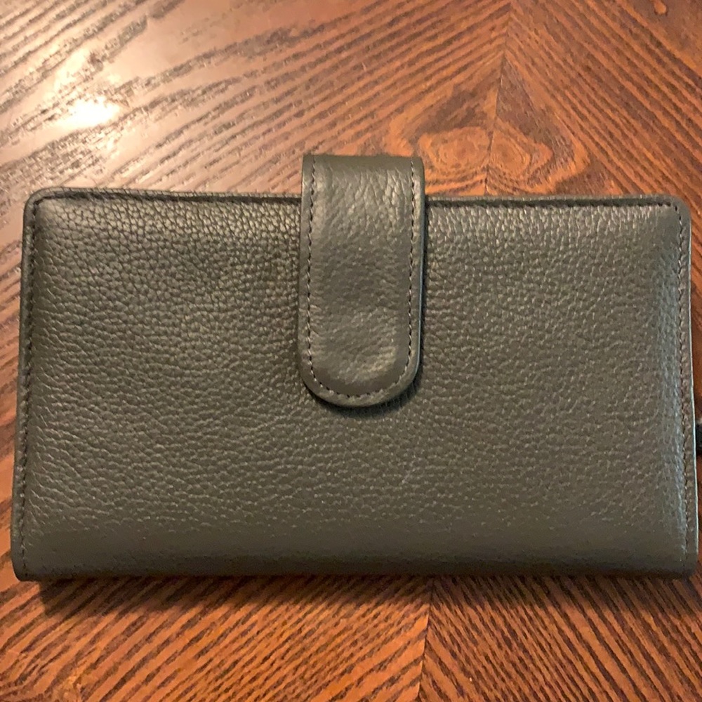 Grey genuine leather wallet